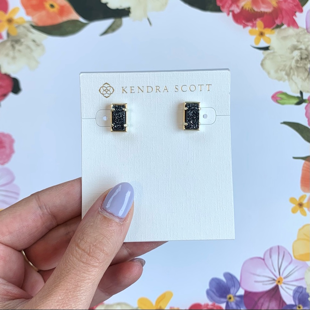 Kendra Scott Paola Stud Earrings in Black Drusy